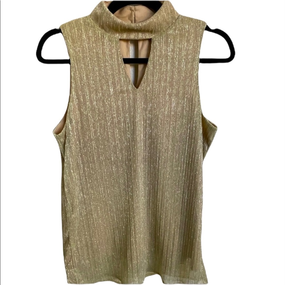 Adiva Women’s Shimmering Gold Sleeveless Mock Top